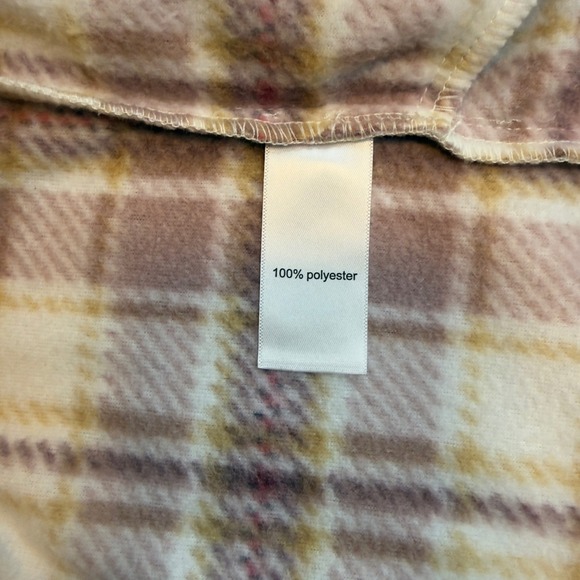 Maurices Plaid Flannel Shirt Jacket Oversized Long Sleeve Womens XL Pink Cream - Picture 7 of 8